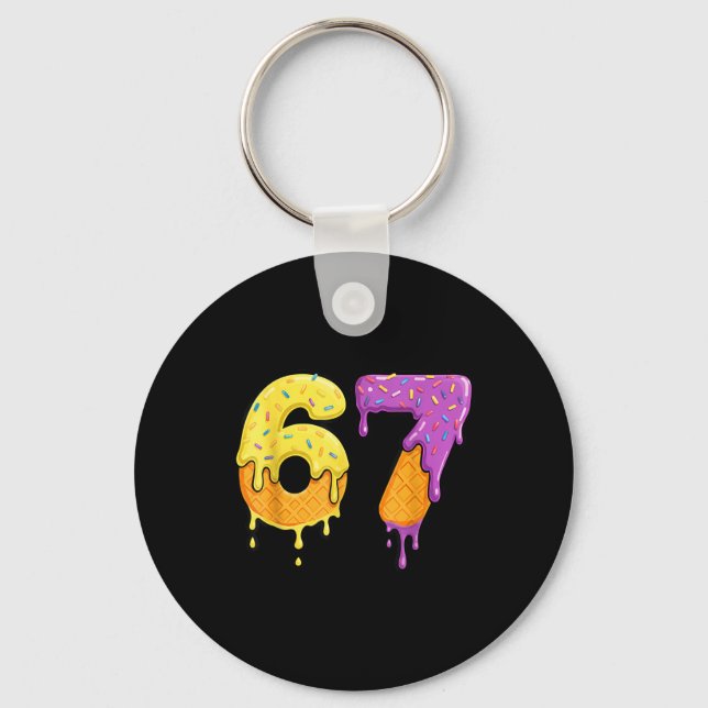 Mason 67 Ice Cream Drip Meme Six Seven Funny  Key Ring (Front)