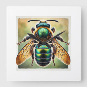 Mason Bee in Natural Harmony 061124IREF231 - Water Square Wall Clock