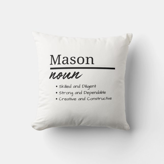 Mason, Boy Personalised Name Definition Cushion (Front)