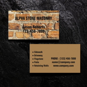 Mason Contractor Stone Paver Paving Stone Masonry Business Card