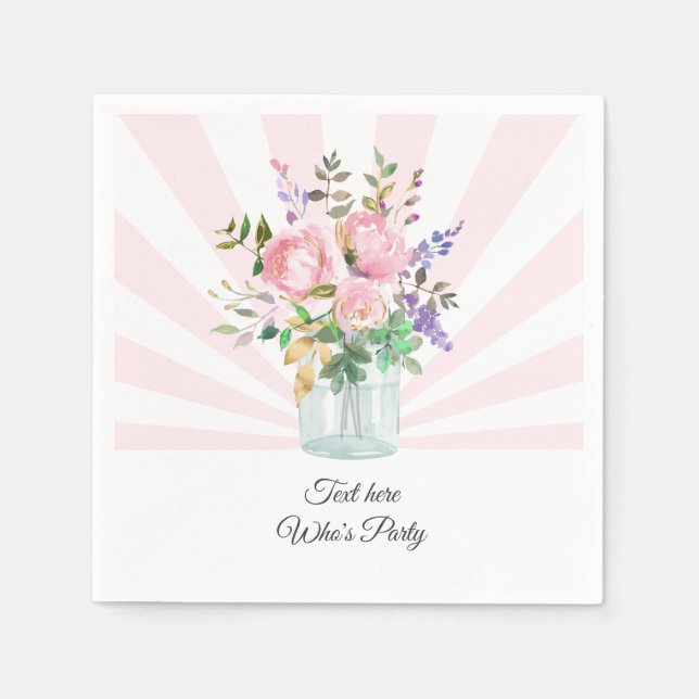 mason jar, adult birthday, wedding, floral napkin (Front)