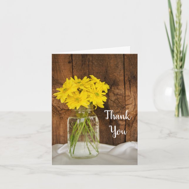 Mason Jar and Daisies Country Bridesmaid Thank You Card (Front)