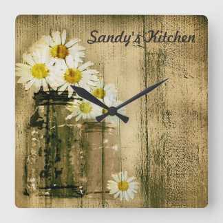 Mason Jar and Daisies Personalised Kitchen Clock