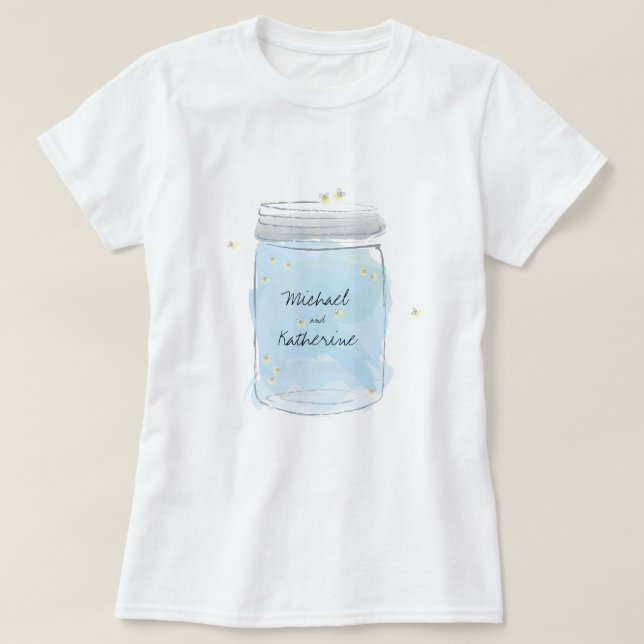 Mason Jar and Fireflies T-Shirt (Design Front)