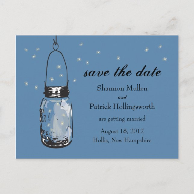 Mason Jar and Fireflies Wedding Invitations (Front)