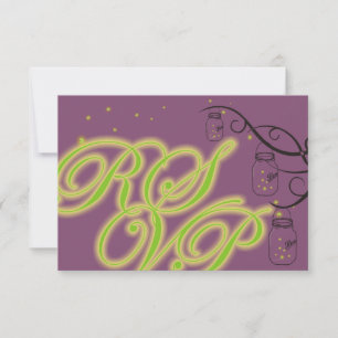 Mason Jar and Firefly RSVP - Purple Pistachio Card