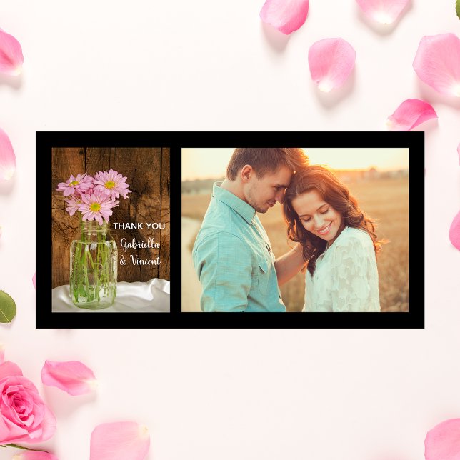 Mason Jar and Pink Daisies Barn Wedding Thank You (Creator Uploaded)