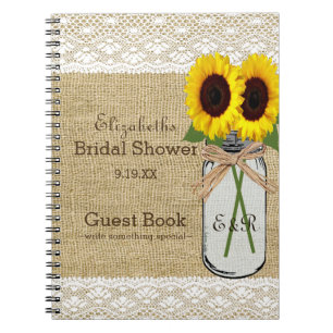 Mason Jar and Sunflower Bridal Shower Guest Book  