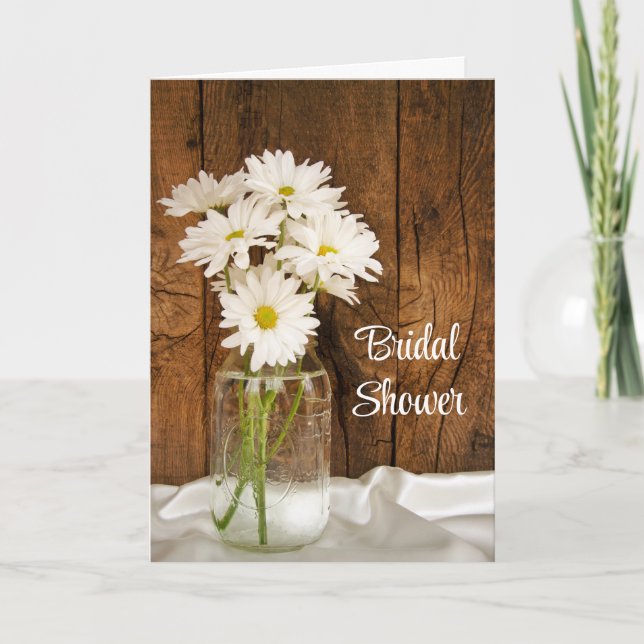 Mason Jar and White Daisies Barn Bridal Shower Invitation (Front)