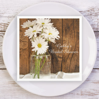 Mason Jar and White Daisies Country Bridal Shower Napkin