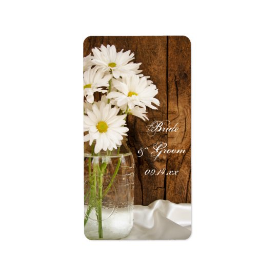 Mason Jar and White Daisies Country Wedding Address Label