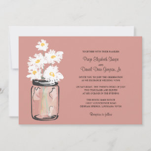 Mason Jar and White Daisies Wedding Invitation