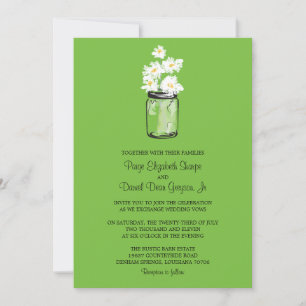 Mason Jar  and White Daisies Wedding Invitation