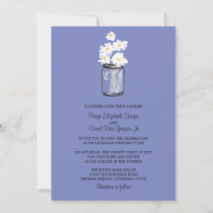 Mason Jar and White Daisies Wedding Invitation
