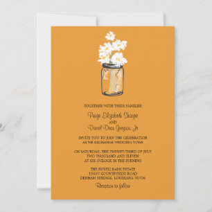 Mason Jar  and White Daisies Wedding Invitation