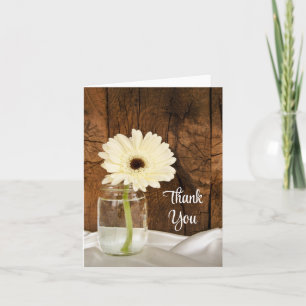 Mason Jar and White Daisy Country Thank You Card