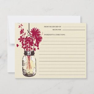 Mason Jar and Wildflowers Recipe Card