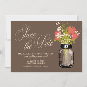 Mason Jar and Wildflowers Save the Date
