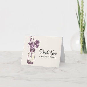 Mason Jar and Wildflowers Thank You Card
