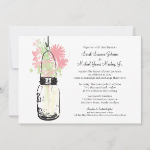 Mason Jar and Wildflowers Wedding Invitation