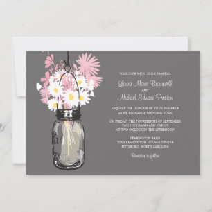 Mason Jar and Wildflowers Wedding Invitations
