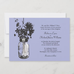 Mason Jar and Wildflowers Wedding Invitations