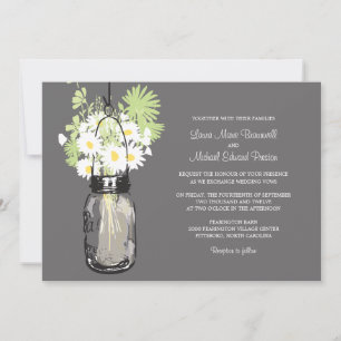 Mason Jar and Wildflowers Wedding Invitations