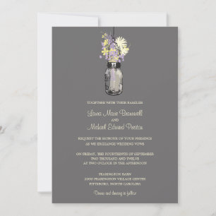 Mason Jar and Wildflowers Wedding Invitations