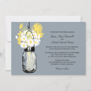 Mason Jar and Wildflowers Wedding Invitations