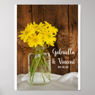 Mason Jar and Yellow Daisies Wedding Poster