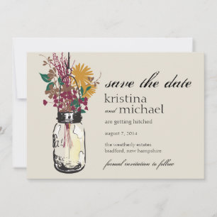 Mason Jar & Autumn Wildflowers Save the Date