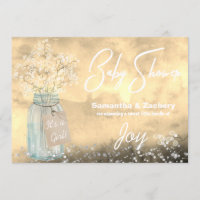 *~* Mason Jar Baby Breath Baby Shower Rustic