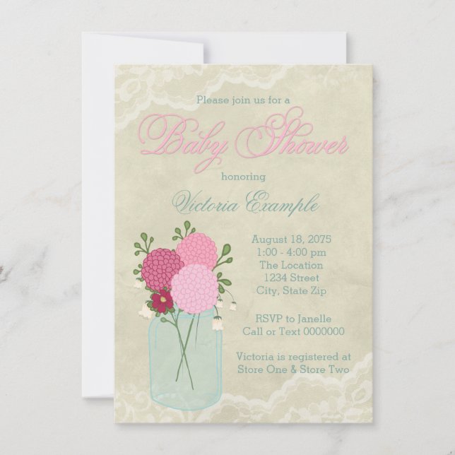 Mason Jar Baby Shower Invitation (Front)