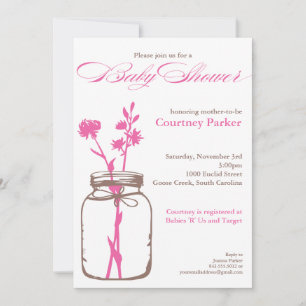 Mason Jar Baby Shower Invitation (pink)