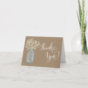 Mason Jar Baby's Breath THank you note Card