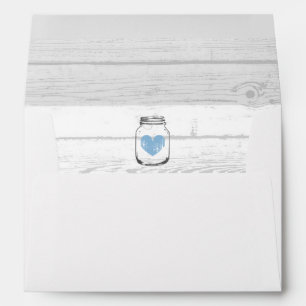Mason jar barn wood grain lined wedding envelopes