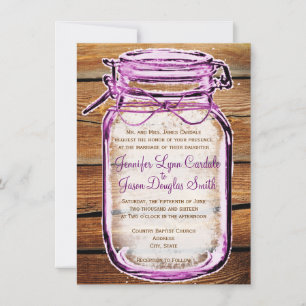 Mason Jar Barn Wood Rustic Wedding Invitations