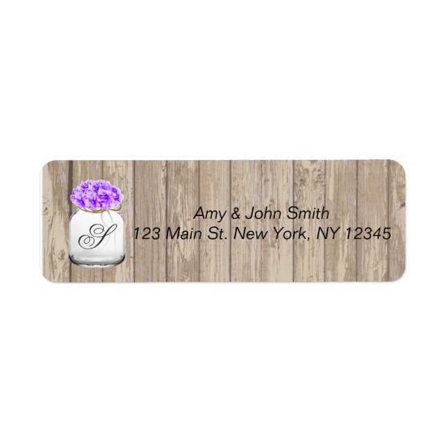 Mason jar barn wood wedding address labels hyd3 (Front)
