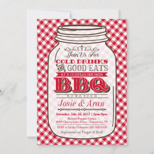 Mason Jar BBQ Invitation, Couples Shower Barbecue Invitation
