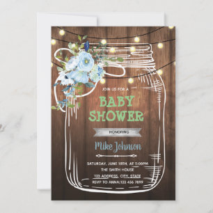Mason jar bbq shower birthday invitation