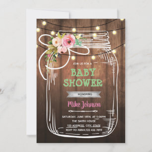 Mason jar bbq shower birthday invitation