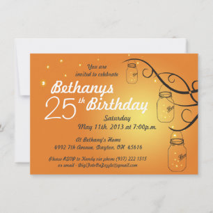 Mason Jar Birthday Invitation in Sunset Colours