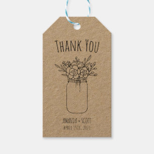 Mason Jar Bouquet Thank You Wedding Favour Tag