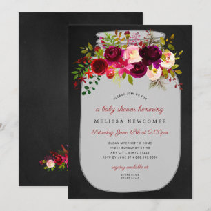 Mason jar chalkboard baby shower invitations