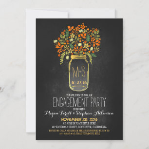 mason jar chalkboard engagement party invitation