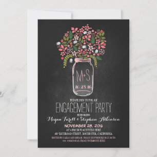 mason jar chalkboard engagement party invitation