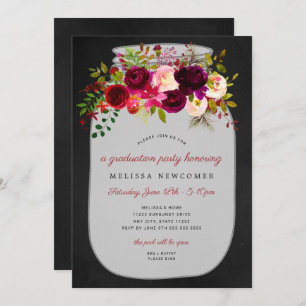 Mason jar chalkboard graduation party invitations