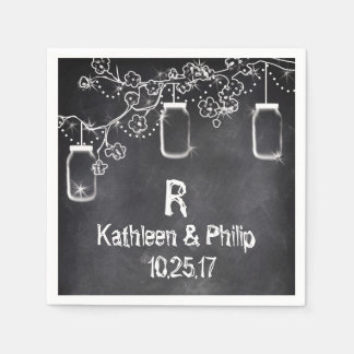 Mason Jar Chalkboard String Lights Rustic Wedding Napkin