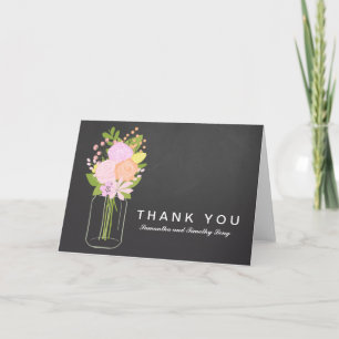 Mason Jar Chalkboard Thank You   Wedding Card