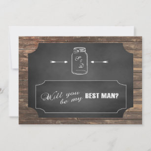 Mason Jar Chalkoard Will You Be My Best Man? Invitation